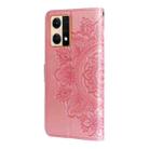 For OPPO Reno7 4G / F21 Pro 4G 7-petal Flowers Embossing Pattern Leather Phone Case(Rose Gold) - 3