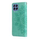 For Samsung Galaxy M33 5G Global 7-petal Flowers Embossing Pattern Leather Phone Case(Green) - 3