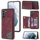 For Samsung Galaxy S21 5G Line Card Holder Phone Case(Wine Red) - 1