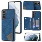 For Samsung Galaxy S21 5G Line Card Holder Phone Case(Blue) - 1