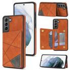 For Samsung Galaxy S21+ 5G Line Card Holder Phone Case(Brown) - 1