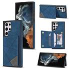 For Samsung Galaxy S22 Ultra 5G Line Card Holder Phone Case(Blue) - 1