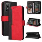 For OPPO Realme GT Neo3 Stitching-Color Horizontal Flip Leather Phone Case(Red) - 1