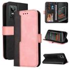 For OPPO Realme GT Neo3 Stitching-Color Horizontal Flip Leather Phone Case(Pink) - 1