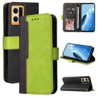 For OPPO Reno7 4G / F21 Pro 4G Stitching-Color Horizontal Flip Leather Phone Case(Green) - 1