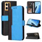 For OPPO Reno7 4G / F21 Pro 4G Stitching-Color Horizontal Flip Leather Phone Case(Blue) - 1