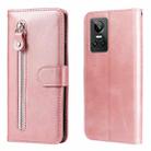 For OPPO Realme GT Neo3 Calf Texture Zipper Leather Phone Case(Rose Gold) - 1