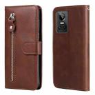 For OPPO Realme GT Neo3 Calf Texture Zipper Leather Phone Case(Brown) - 1