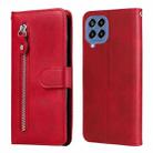 For Samsung Galaxy M33 5G Global Calf Texture Zipper Leather Phone Case(Red) - 1