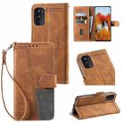 For Motorola Moto G52 Splicing Leather Phone Case(Brown) - 1