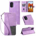 For Motorola Moto G52 Splicing Leather Phone Case(Purple) - 1