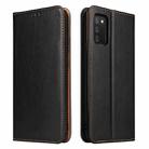 For Samsung Galaxy A02s Fierre Shann PU Genuine Leather Texture Leather Phone Case(Black) - 1