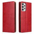 For Samsung Galaxy A73 5G Fierre Shann PU Genuine Leather Texture Leather Phone Case(Red) - 1