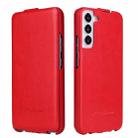 For Samsung Galaxy S22 5G Fierre Shann 64 Texture Vertical Flip PU Leather Phone Case(Red) - 1