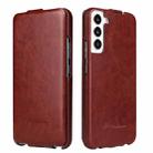 For Samsung Galaxy S22 5G Fierre Shann 64 Texture Vertical Flip PU Leather Phone Case(Brown) - 1