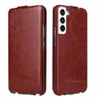 For Samsung Galaxy S22+ 5G Fierre Shann 64 Texture Vertical Flip PU Leather Phone Case(Brown) - 1