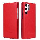 For Samsung Galaxy S22 Ultra 5G Fierre Shann 64 Texture Vertical Flip PU Leather Phone Case(Red) - 1