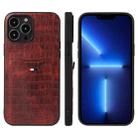 For iPhone 13 Pro Max Fierre Shann Crocodile Texture PU Phone Case (Brown) - 1