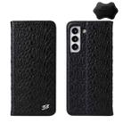 For Samsung Galaxy S22 5G Fierre Shann Crocodile Texture Magnetic Genuine Leather Phone Case(Black) - 1