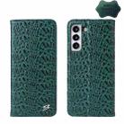 For Samsung Galaxy S22 5G Fierre Shann Crocodile Texture Magnetic Genuine Leather Phone Case(Green) - 1