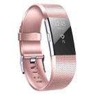 For FITBIT Charge 2 Checkered Metal Watch Band(Rose Gold) - 1