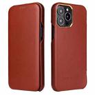 For iPhone 13 Fierre Shann Magnetic Genuine Leather Phone Case(Brown) - 1