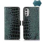 For Motorola Moto E32 4G Crocodile Top Layer Cowhide Leather Phone Case(Green) - 1