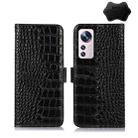 For Xiaomi 12 Lite Crocodile Top Layer Cowhide Leather Phone Case(Black) - 1