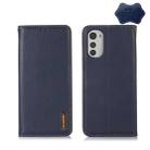 For Motorola Moto E32 4G KHAZNEH Nappa Top Layer Cowhide Leather Phone Case(Blue) - 1