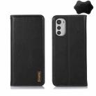 For Motorola Moto E32 4G KHAZNEH Nappa Top Layer Cowhide Leather Phone Case(Black) - 1