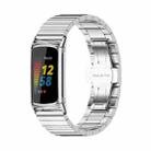 For Fitbit Charge5 Mijobs Bamboo Stainless Steel Metal Watch Band(Silver) - 1