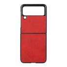 For Samsung Galaxy Z Flip3 5G Two-color Calf Texture PU Phone Case(Red) - 1