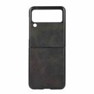 For Samsung Galaxy Z Flip3 5G Two-color Calf Texture PU Phone Case(Black) - 1