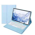 T800B Pen Slot Detachable Bluetooth Keyboard Leather Tablet Case For Samsung Galaxy Tab S8+/S7+/S7 FE(Sky Blue) - 1