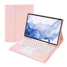 T800B-A Touch Pad Detachable Bluetooth Keyboard Leather Tablet Case For Samsung Galaxy Tab S8+/S7+/S7 FE(Pink) - 1