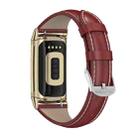 For Fitbit Charge5 Mijobs Genuine Leather Slim Watch Band(Red+Gold) - 1