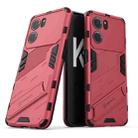 For OPPO K10 5G China Punk Armor 2 in 1 PC + TPU Shockproof Phone Case with Invisible Holder(Light Red) - 1