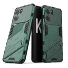 For OPPO K10 5G China Punk Armor 2 in 1 PC + TPU Shockproof Phone Case with Invisible Holder(Green) - 1