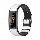 For Fitbit Charge5 Mijobs TPU + Leather Watch Band(White+Black) - 1