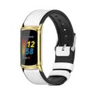 For Fitbit Charge5 Mijobs TPU + Leather Watch Band(White+Gold) - 1