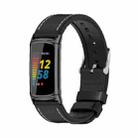 For Fitbit Charge5 Mijobs TPU + Leather Watch Band(Black) - 1