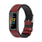 For Fitbit Charge5 Mijobs TPU + Leather Watch Band(Red+Black) - 1
