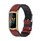 For Fitbit Charge5 Mijobs TPU + Leather Watch Band(Red+Gold) - 1