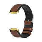 For Fitbit Charge5 Mijobs TPU + Leather Watch Band(Brown+Gold) - 1