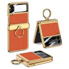 For Samsung Galaxy Z Flip3 5G GKK Integrated Plating + Leather Flip Phone Case(Burning Orange) - 1