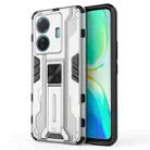 For vivo S15e Supersonic PC + TPU Shock-proof Protective Phone Case with Holder(Silver) - 1
