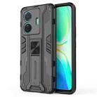 For vivo S15e Supersonic PC + TPU Shock-proof Protective Phone Case with Holder(Black) - 1