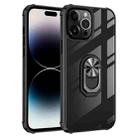 For iPhone 14 Pro Transparent TPU + Acrylic Ring Holder Phone Case (Black Silver) - 1