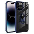 For iPhone 14 Pro Max Transparent TPU + Acrylic Ring Holder Phone Case (Black Blue) - 1