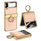 For Samsung Galaxy Z Flip3 5G GKK Integrated Plating + Leather Flip Phone Case(Crocodile Pink) - 1